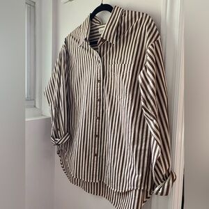 Wilfred Cocoa and Ivory Striped Buttondown 2XS
